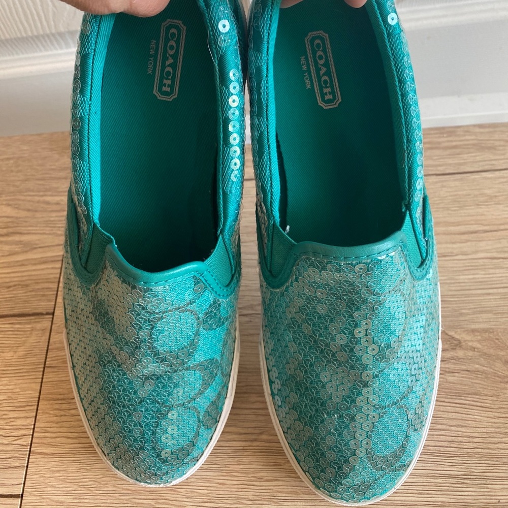 Coach Kivy Turquoise Slip On Sneakers Size: 7.5